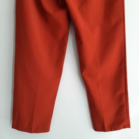 FOREVER  21 High Rise Crop Pleated Front Pull-on Dress Pants Brick Red Sz M - Picture 7 of 8